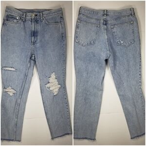 Rag & Bone Sz 30 Straight High Rise Distressed Jean's Fray Hem Light Wash